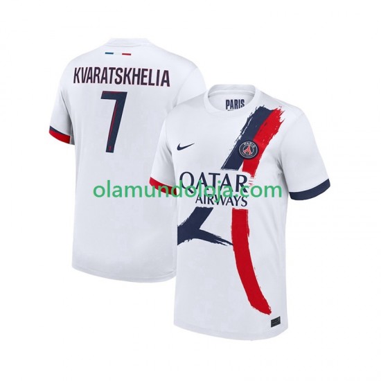 Camisola Paris Saint-Germain Khvicha Kvaratskhelia 7 Homem Equipamento Segundo 2024-2025 Manga Curta